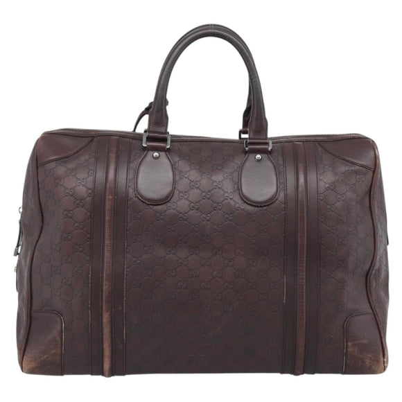 GUCCI Guccissima GG Canvas Boston Bag Leather Bordeaux Silver 146204 Auth 190589