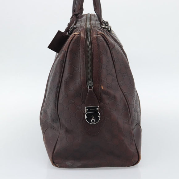 GUCCI Guccissima GG Canvas Boston Bag Leather Bordeaux Silver 146204 Auth 190589