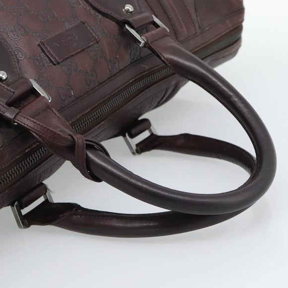 GUCCI Guccissima GG Canvas Boston Bag Leather Bordeaux Silver 146204 Auth 190589