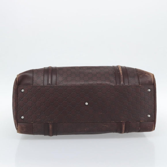 GUCCI Guccissima GG Canvas Boston Bag Leather Bordeaux Silver 146204 Auth 190589