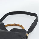 GUCCI Bamboo Hand Bag Leather 2way Black Gold 001 0166 Auth 190590-15