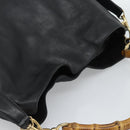 GUCCI Bamboo Hand Bag Leather 2way Black Gold 001 0166 Auth 190590-6