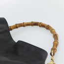 GUCCI Bamboo Hand Bag Leather 2way Black Gold 001 0166 Auth 190590-14