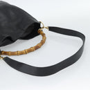 GUCCI Bamboo Hand Bag Leather 2way Black Gold 001 0166 Auth 190590-8