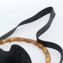 GUCCI Bamboo Hand Bag Suede 2way Black Gold 001 2058 Auth 190591-10