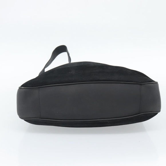 GUCCI Bamboo Hand Bag Suede 2way Black Gold 001 2058 Auth 190591