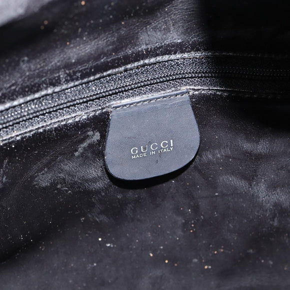 GUCCI Bamboo Hand Bag Suede 2way Black Gold 001 2058 Auth 190591