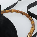 GUCCI Bamboo Hand Bag Suede 2way Black Gold 001 2058 Auth 190591-8