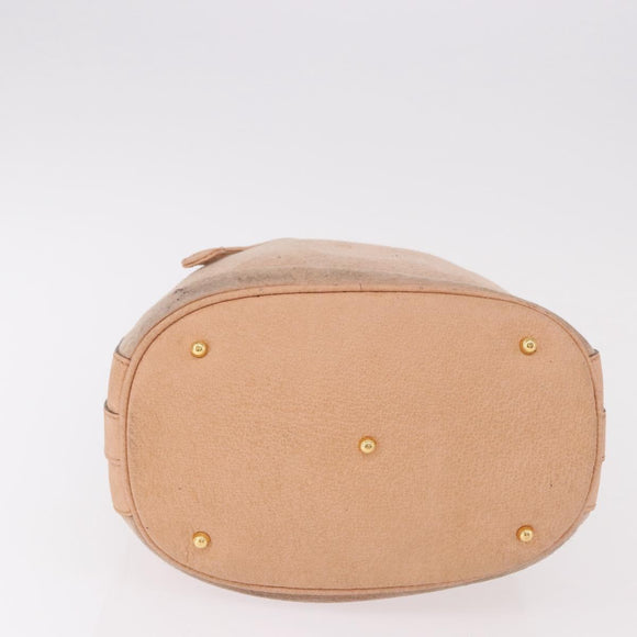 GUCCI Bamboo Hand Bag Suede Beige Gold 001 2865 Auth 190592
