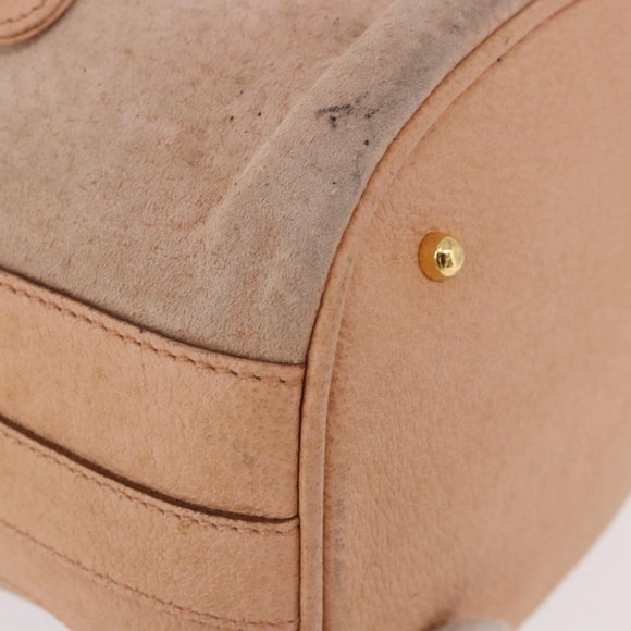 GUCCI Bamboo Hand Bag Suede Beige Gold 001 2865 Auth 190592