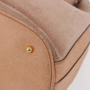 GUCCI Bamboo Hand Bag Suede Beige Gold 001 2865 Auth 190592-12