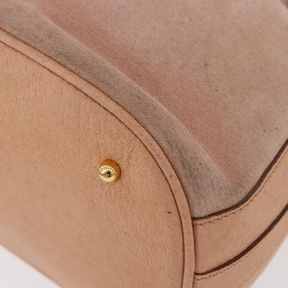 GUCCI Bamboo Hand Bag Suede Beige Gold 001 2865 Auth 190592