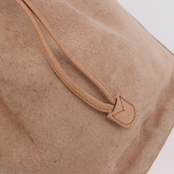GUCCI Bamboo Hand Bag Suede Beige Gold 001 2865 Auth 190592