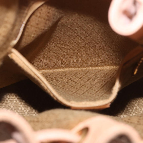 GUCCI Bamboo Hand Bag Suede Beige Gold 001 2865 Auth 190592