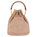 GUCCI Bamboo Hand Bag Suede Beige Gold 001 2865 Auth 190592-3