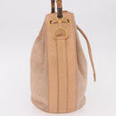 GUCCI Bamboo Hand Bag Suede Beige Gold 001 2865 Auth 190592-6