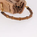 GUCCI Bamboo Hand Bag Suede Beige Gold 001 2865 Auth 190592-8