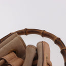 GUCCI Bamboo Hand Bag Suede Beige Gold 001 2865 Auth 190592-9