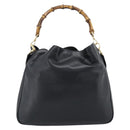 GUCCI Bamboo Hand Bag Leather 2way Black Gold 001 1998 Auth 190593-13
