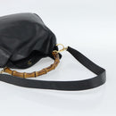 GUCCI Bamboo Hand Bag Leather 2way Black Gold 001 1998 Auth 190593-9