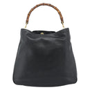 GUCCI Bamboo Hand Bag Leather Black Gold 001 1638 Auth 190594-13