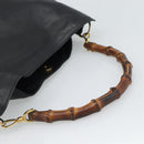 GUCCI Bamboo Hand Bag Leather Black Gold 001 1638 Auth 190594-7