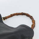 GUCCI Bamboo Hand Bag Leather Black Gold 001 1638 Auth 190594-8