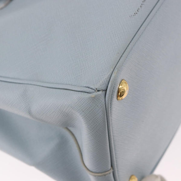 PRADA Hand Bag Saffiano 2way Light Blue Gold Auth 190596V