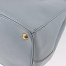PRADA Hand Bag Saffiano 2way Light Blue Gold Auth 190596V-19