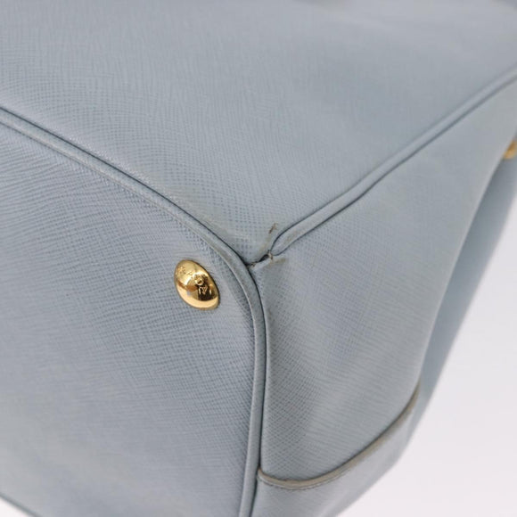 PRADA Hand Bag Saffiano 2way Light Blue Gold Auth 190596V