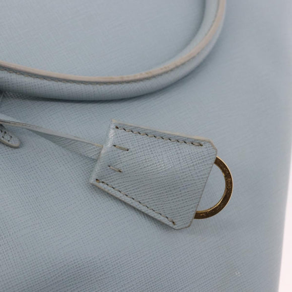 PRADA Hand Bag Saffiano 2way Light Blue Gold Auth 190596V