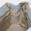 PRADA Hand Bag Saffiano 2way Light Blue Gold Auth 190596V-24