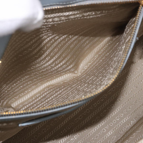 PRADA Hand Bag Saffiano 2way Light Blue Gold Auth 190596V