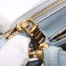 PRADA Hand Bag Saffiano 2way Light Blue Gold Auth 190596V-27