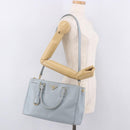 PRADA Hand Bag Saffiano 2way Light Blue Gold Auth 190596V-30