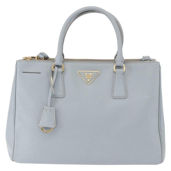 PRADA Hand Bag Saffiano 2way Light Blue Gold Auth 190596V