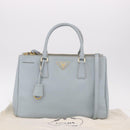PRADA Hand Bag Saffiano 2way Light Blue Gold Auth 190596V-12