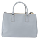 PRADA Hand Bag Saffiano 2way Light Blue Gold Auth 190596V-2
