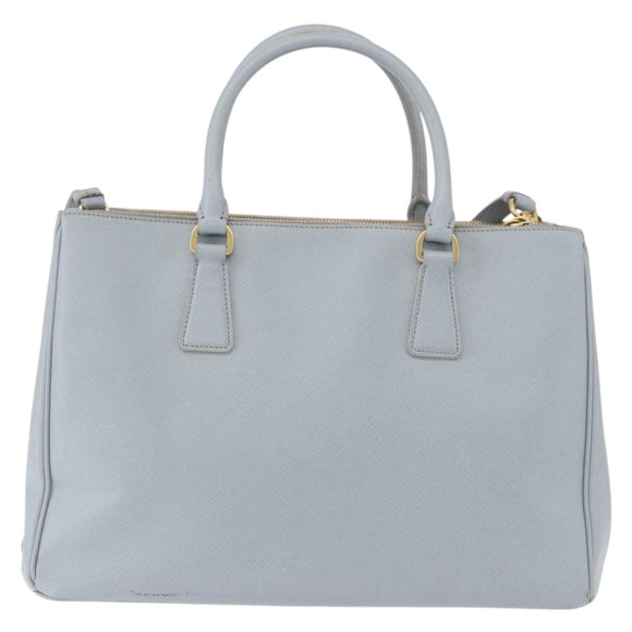 PRADA Hand Bag Saffiano 2way Light Blue Gold Auth 190596V