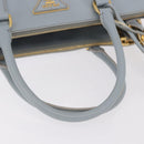 PRADA Hand Bag Saffiano 2way Light Blue Gold Auth 190596V-7