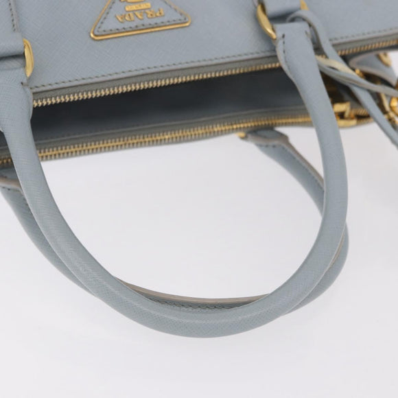 PRADA Hand Bag Saffiano 2way Light Blue Gold Auth 190596V
