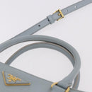 PRADA Hand Bag Saffiano 2way Light Blue Gold Auth 190596V-14