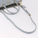 PRADA Hand Bag Saffiano 2way Light Blue Gold Auth 190596V-8