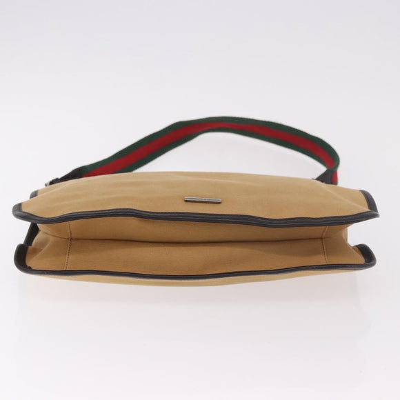 GUCCI Shoulder Bag Canvas Beige Silver 001 4321 Auth 190598