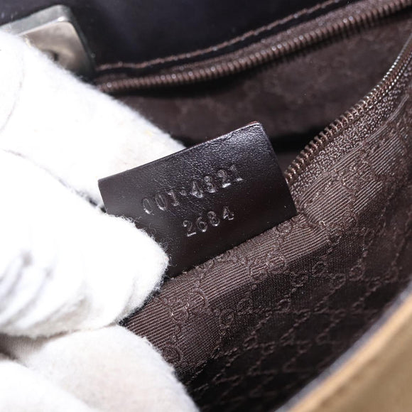GUCCI Shoulder Bag Canvas Beige Silver 001 4321 Auth 190598