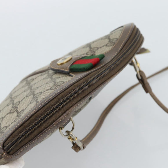 GUCCI GG Supreme Web Sherry Line Bag PVC Beige Gold 904 02 047 Auth 190600