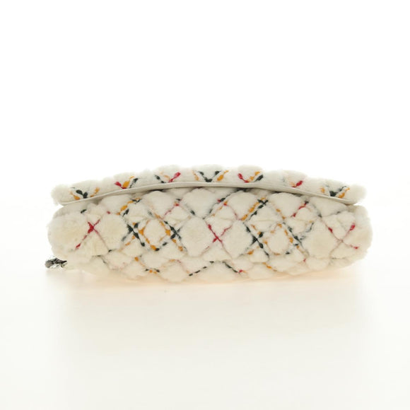 Miu Miu Chain Schoudertas Bepant Sierlijk Wit Zilver Auth 190605M