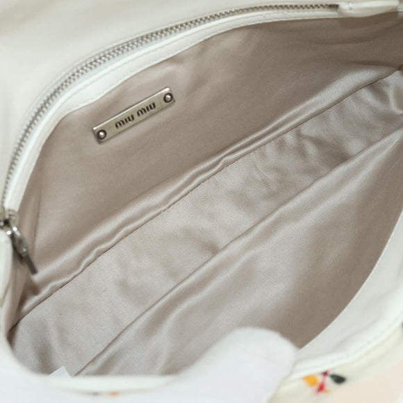 Miu Miu Chain Shoulder Bag Fur White Silver Auth 190605M