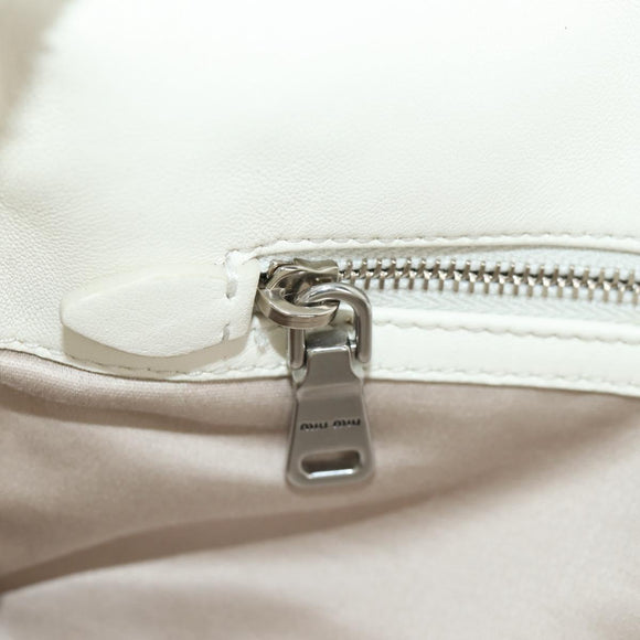 Miu Miu Chain Shoulder Bag Fur White Silver Auth 190605M