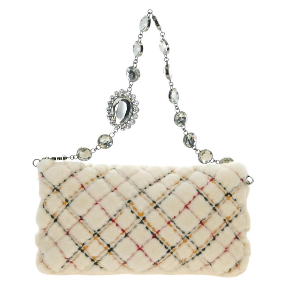 Miu Miu Chain Shoulder Bag Fur White Silver Auth 190605M